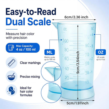 2 Pcs Hair Dye Measuring Cups 4 oz Hair Color Measuring Cups Easy to Read Color Beaker Plastic Liquid Beaker with Graduated Scale for Salon Use Home DIY Dyeing Tools