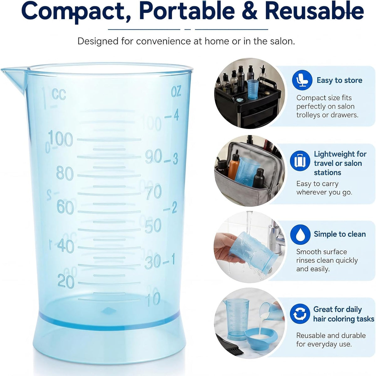 2 Pcs Hair Dye Measuring Cups 4 oz Hair Color Measuring Cups Easy to Read Color Beaker Plastic Liquid Beaker with Graduated Scale for Salon Use Home DIY Dyeing Tools