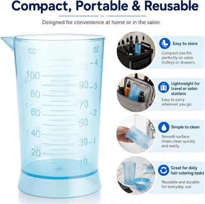 2 Pcs Hair Dye Measuring Cups 4 oz Hair Color Measuring Cups Easy to Read Color Beaker Plastic Liquid Beaker with Graduated Scale for Salon Use Home DIY Dyeing Tools