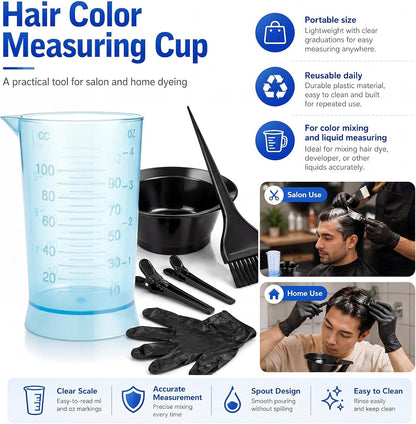 2 Pcs Hair Dye Measuring Cups 4 oz Hair Color Measuring Cups Easy to Read Color Beaker Plastic Liquid Beaker with Graduated Scale for Salon Use Home DIY Dyeing Tools