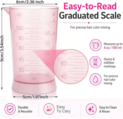 2 Pcs Hair Dye Measuring Cups 4 oz Hair Color Measuring Cups Easy to Read Color Beaker Plastic Liquid Beaker with Graduated Scale for Salon Use Home DIY Dyeing Tools