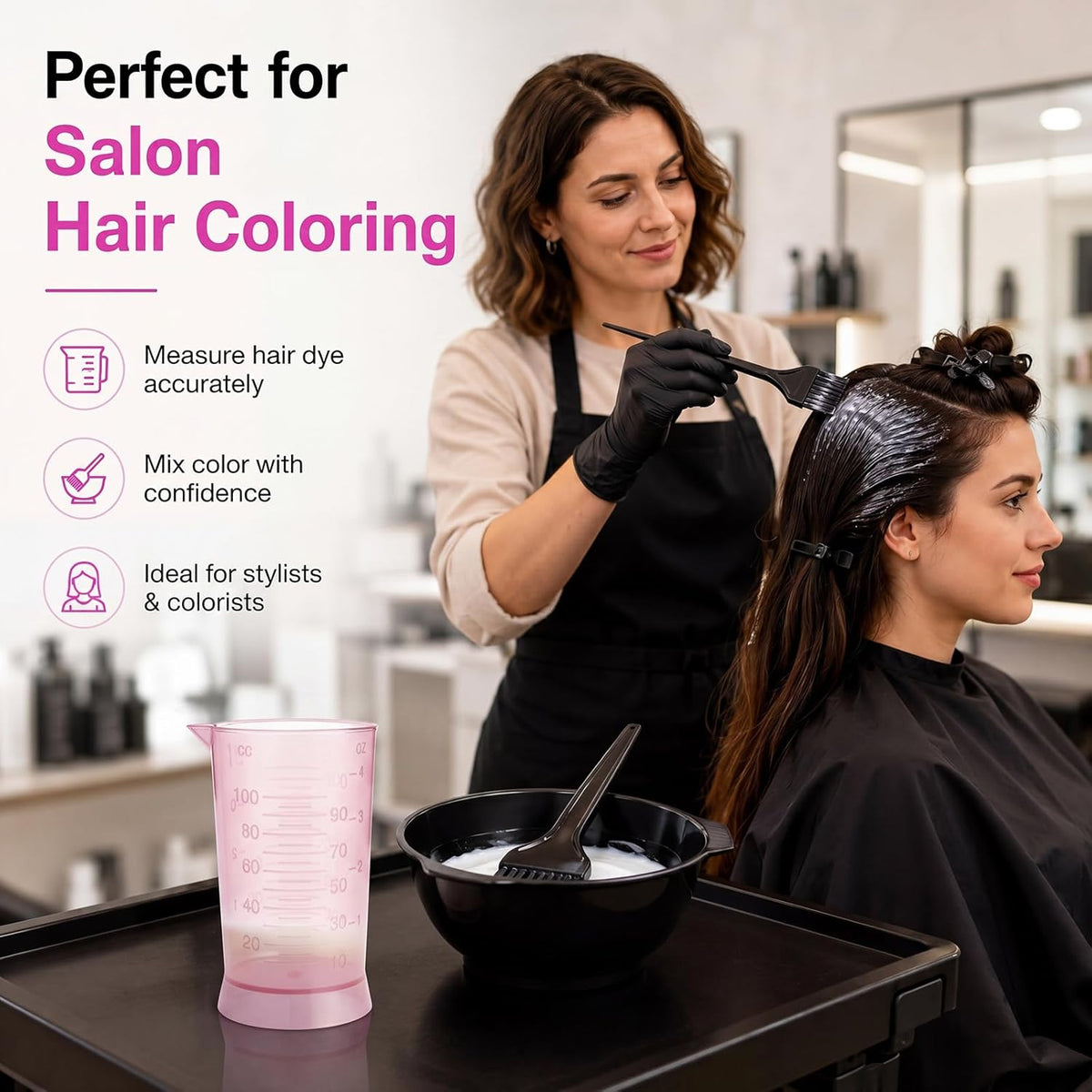 2 Pcs Hair Dye Measuring Cups 4 oz Hair Color Measuring Cups Easy to Read Color Beaker Plastic Liquid Beaker with Graduated Scale for Salon Use Home DIY Dyeing Tools