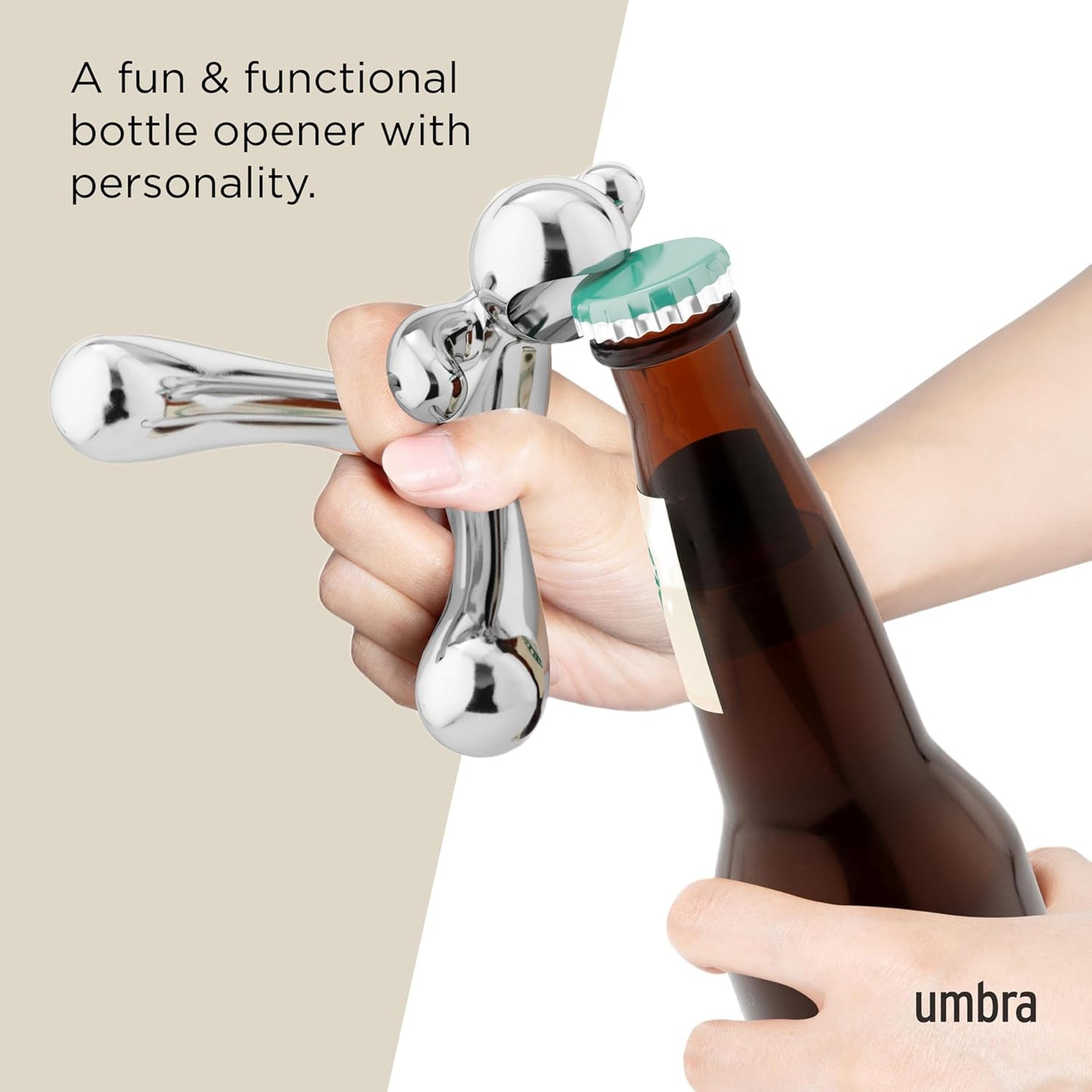 Rodeo Buddy Bottle Opener with Stand, Chrome