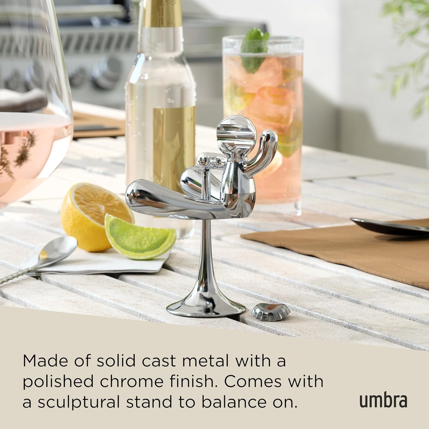 Rodeo Buddy Bottle Opener with Stand, Chrome