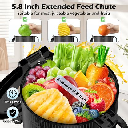 Juicer Machines with 5.8" Large Chute, 2-in-1 Cold Press Juicer for Whole Vegetables Fruits 400W, Masticating juicer Easy to Clean Juice Extractor Machine for Making Nut Mike, Juice, Premium Gray