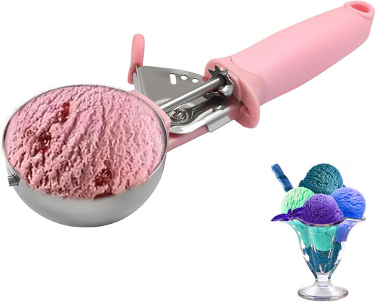 1pc Pink 3.27oz Stainless Steel Ice Cream Scoop | Cookie & Cupcake Scoop, Heavy Duty, Muffin Scoop for Portion Control, Cookie Dough, Batter Dispensing