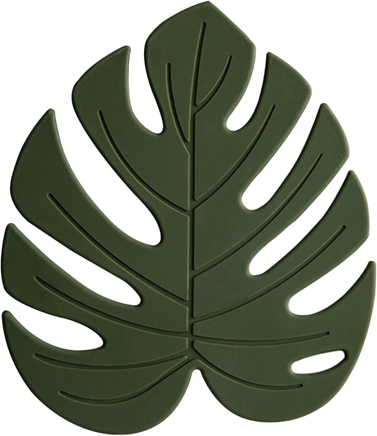 Silicone Trivet Mat Set of 2, Monstera Pot Holder Hot Pads for Table & Countertop, Soft Rubber Multi-Use Trivets for Pots & Dish, Non Slip Coasters (Large)