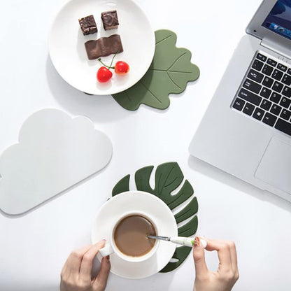 Silicone Trivet Mat Set of 2, Monstera Pot Holder Hot Pads for Table & Countertop, Soft Rubber Multi-Use Trivets for Pots & Dish, Non Slip Coasters (Large)