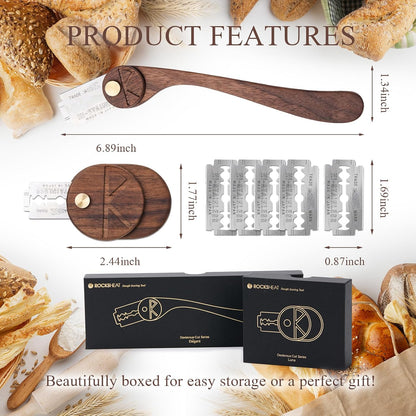 Bench Scraper & Chopper, Stainless Steel Dough Cutter with Wooden Handle, Thick Sharp Blades Pizza Bread Cutter, Multipurpose Kitchen Tool for Baking Cooking