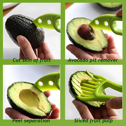 Avocado Slicer Tool 3 in 1, Avocado Pit Remover Kitchen Gadgets, Avocado Corer Tool, Fruit & Avocado Peeler Tools, Green