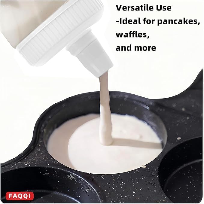 White Pancake Pen, Batter Squeeze Bottle with Flow-Control Valve