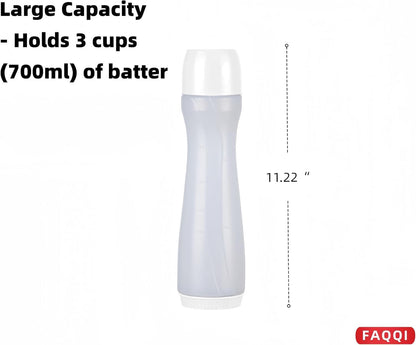 White Pancake Pen, Batter Squeeze Bottle with Flow-Control Valve