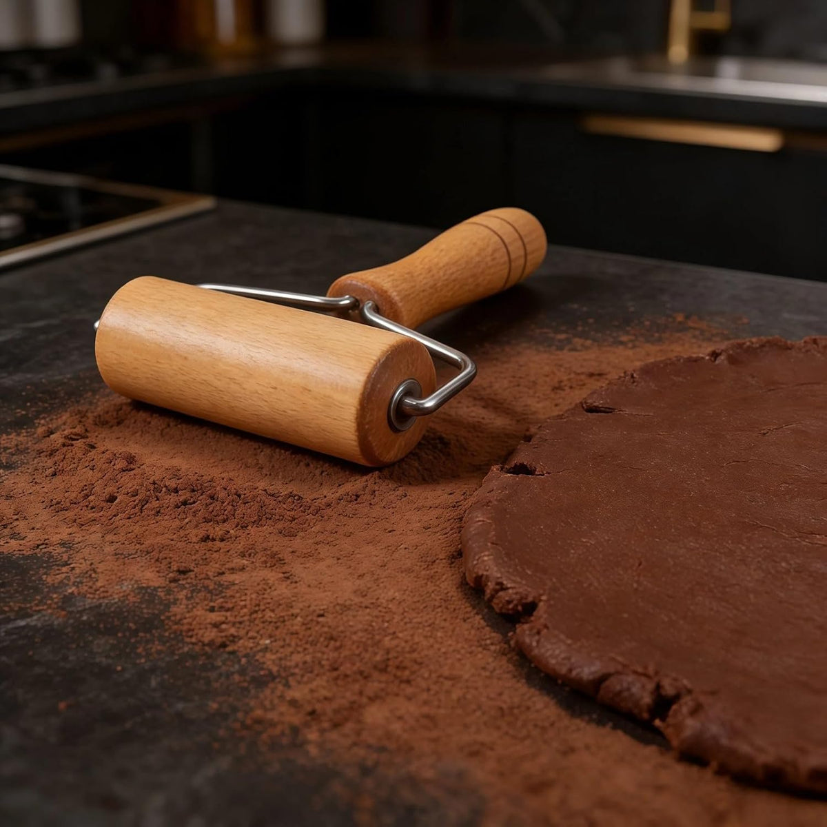 Small Rolling Pin, Wooden Dough Roller, Non-Stick Pizza Roller, T Type Rolling Pins for Kitchen Baking, Pizza Dough Press (3.8 * 7.5 inch)
