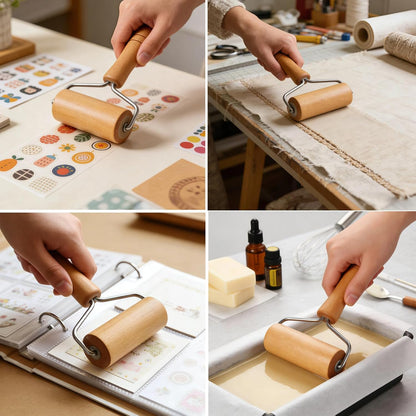 Small Rolling Pin, Wooden Dough Roller, Non-Stick Pizza Roller, T Type Rolling Pins for Kitchen Baking, Pizza Dough Press (3.8 * 7.5 inch)