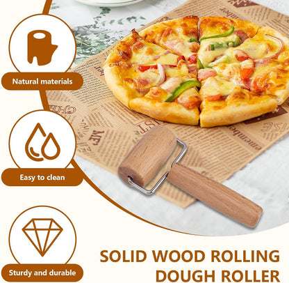 Small Rolling Pin, Wooden Dough Roller, Non-Stick Pizza Roller, T Type Rolling Pins for Kitchen Baking, Pizza Dough Press (3.8 * 7.5 inch)