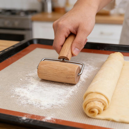 Small Rolling Pin, Wooden Dough Roller, Non-Stick Pizza Roller, T Type Rolling Pins for Kitchen Baking, Pizza Dough Press (3.8 * 7.5 inch)