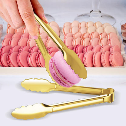 4 Pack Gold Serving Tongs Buffet Tongs Serving Utensils Salad Tongs Stainless Steel Gold Plated Buffet Serving Tongs,9 Inch
