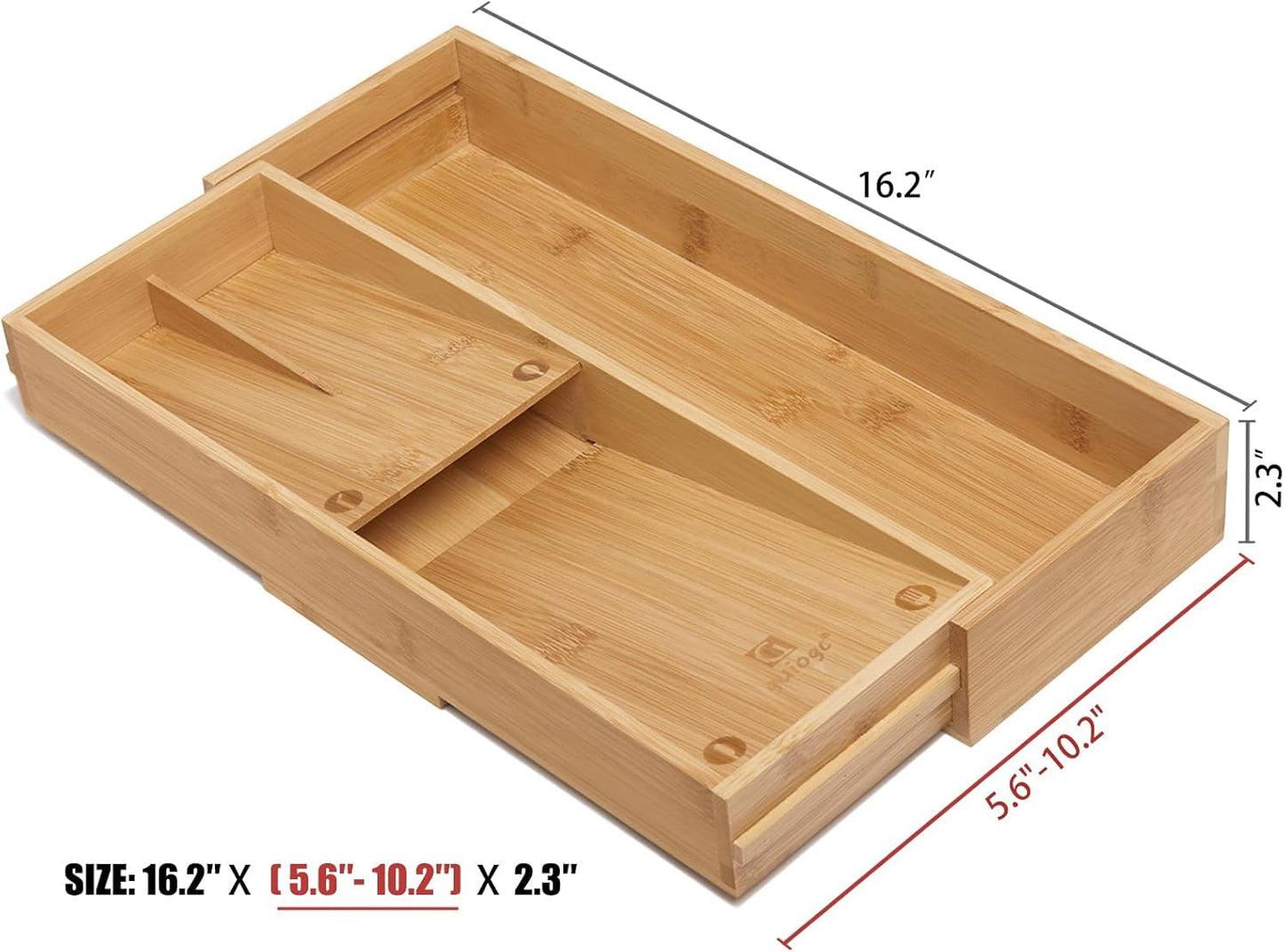 Bamboo Silverware Drawer Organizer, Kitchen Small Silverware Organizer, Utensil Tray Holder, Cutlery Tray for Spoons, Forks, Knives, Suitable for a family of 2-4