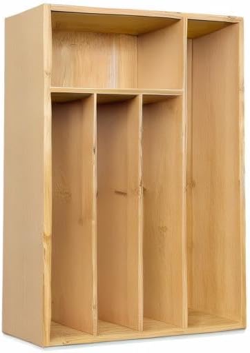 Bamboo Silverware Drawer Organizer, Kitchen Small Silverware Organizer, Utensil Tray Holder, Cutlery Tray for Spoons, Forks, Knives, Suitable for a family of 2-4