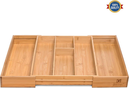 Bamboo Silverware Drawer Organizer, Kitchen Small Silverware Organizer, Utensil Tray Holder, Cutlery Tray for Spoons, Forks, Knives, Suitable for a family of 2-4