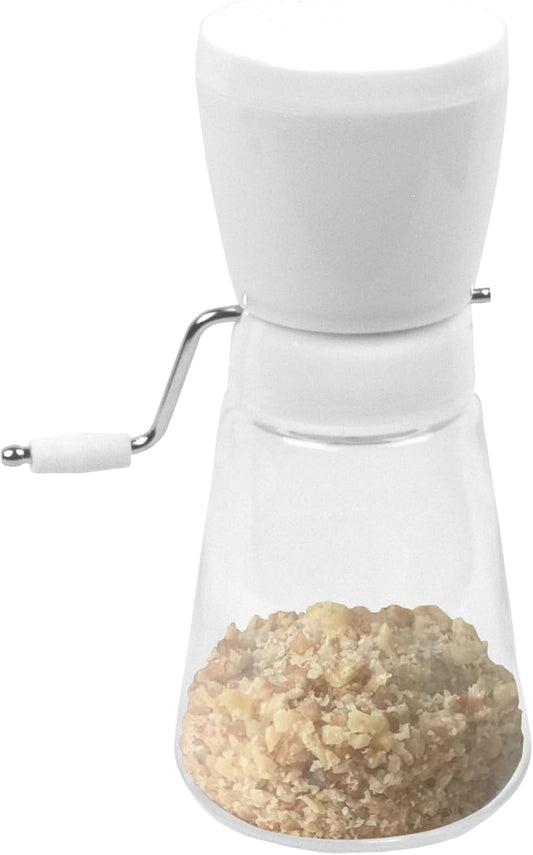 Fox Run 5716 Hand Crank Nut Chopper/Grinder, 7.5 inches White | Easy To Use Manual Nut Chopper & Grinder | Great For Chocolate & Nuts | Baking Essential & Gadget | Stainless Steel Blades