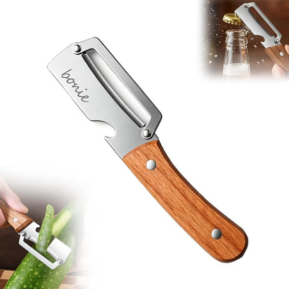 Multi-Functional Vegetable Peeler for Kitchen, 2026 New Stainless Steel Peeler with Wooden Handle and Bottle Opener, Kitchen Tool for Fruit Veggie Pumpkin, Gifts for Mom