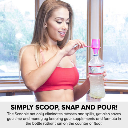 15cc Measuring Scoop with Attached Funnel (1 Tablespoon / 15mL) - No-Spill Powder Dispenser Spoon for Protein, Coffee, and Supplements, Pink 1-Pack