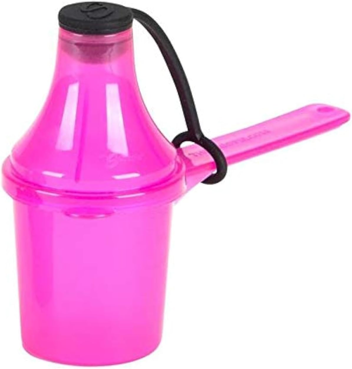 15cc Measuring Scoop with Attached Funnel (1 Tablespoon / 15mL) - No-Spill Powder Dispenser Spoon for Protein, Coffee, and Supplements, Pink 1-Pack