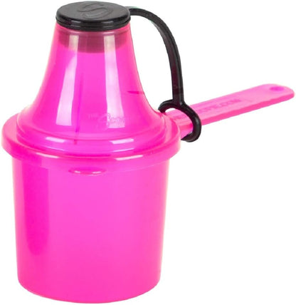 15cc Measuring Scoop with Attached Funnel (1 Tablespoon / 15mL) - No-Spill Powder Dispenser Spoon for Protein, Coffee, and Supplements, Pink 1-Pack