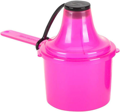 15cc Measuring Scoop with Attached Funnel (1 Tablespoon / 15mL) - No-Spill Powder Dispenser Spoon for Protein, Coffee, and Supplements, Pink 1-Pack