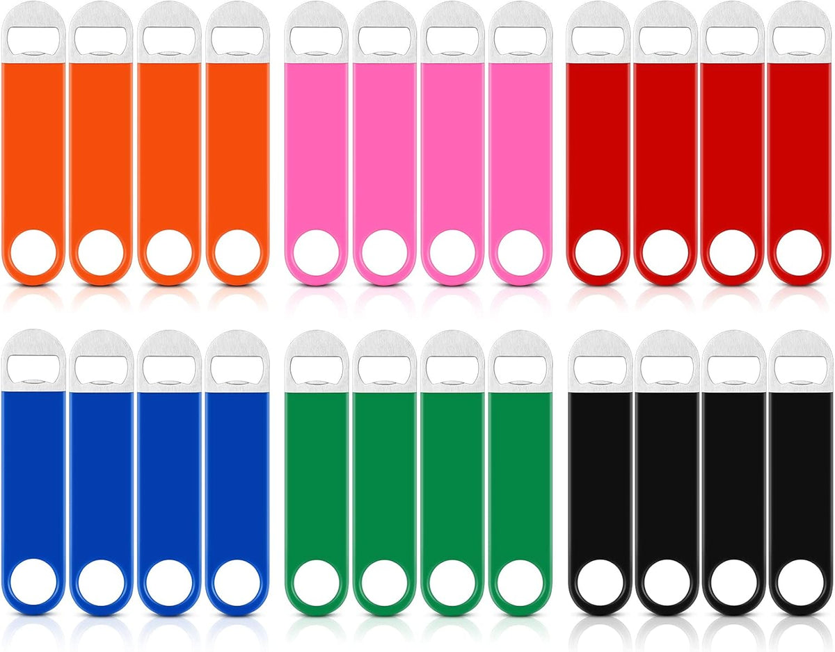 24 Pack Stainless Steel Flat Bottle Opener Bulk, Multicolor