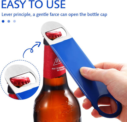 24 Pack Stainless Steel Flat Bottle Opener Bulk, Multicolor