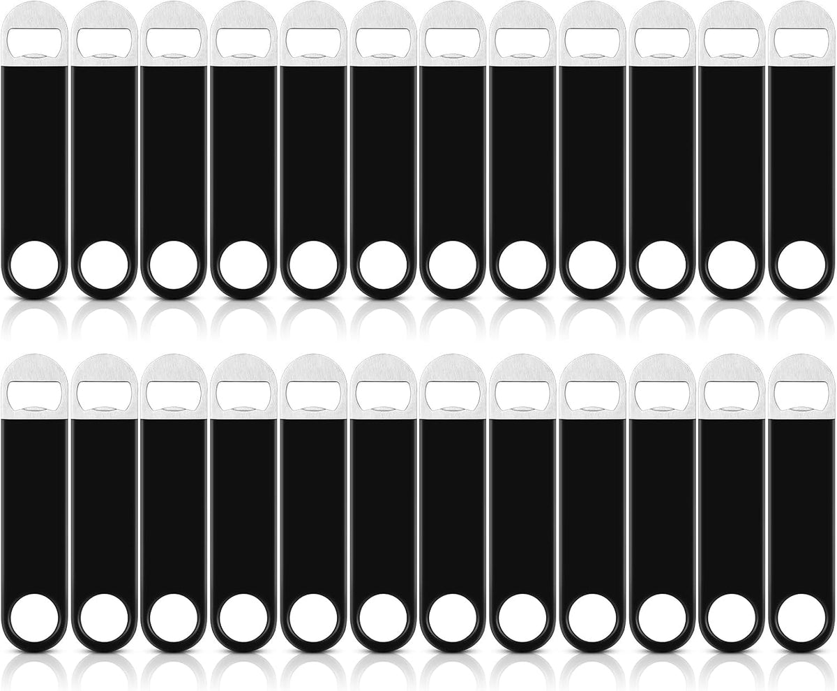 24 Pack Stainless Steel Flat Bottle Opener Bulk, Multicolor