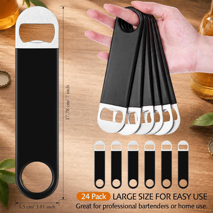 24 Pack Stainless Steel Flat Bottle Opener Bulk, Multicolor