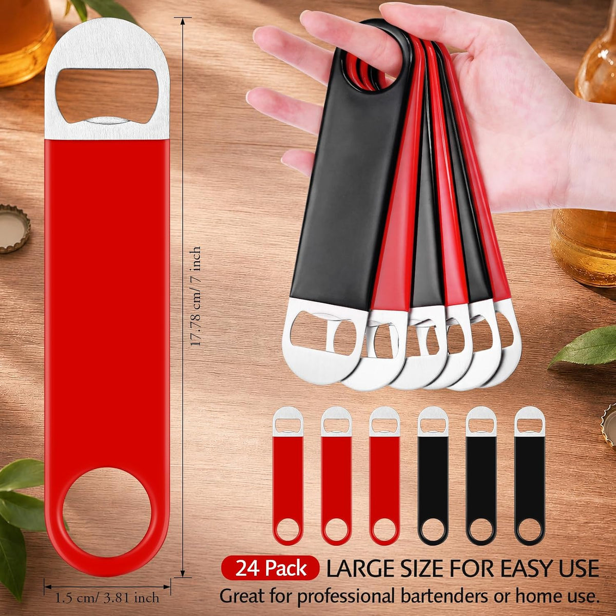 24 Pack Stainless Steel Flat Bottle Opener Bulk, Multicolor