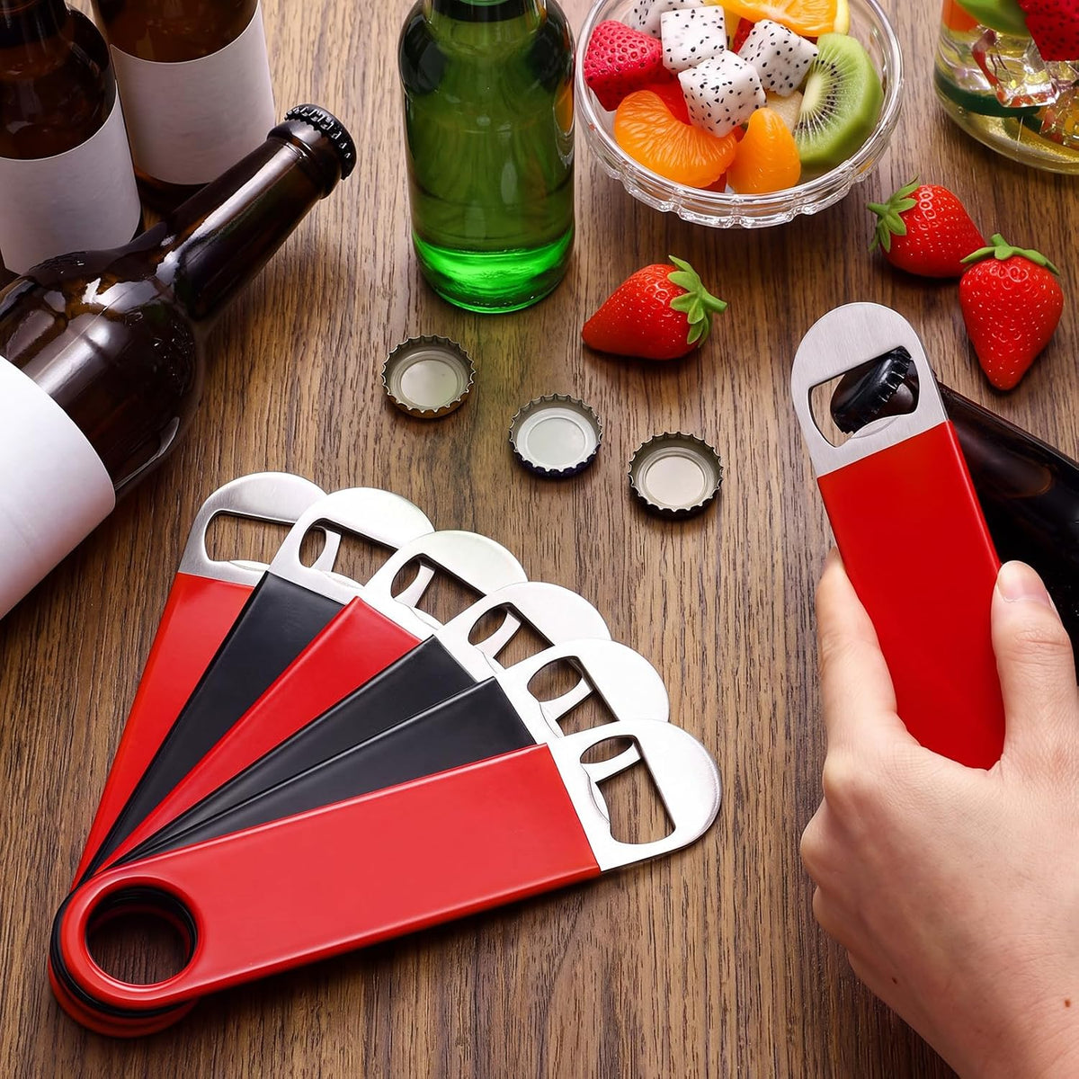 24 Pack Stainless Steel Flat Bottle Opener Bulk, Multicolor
