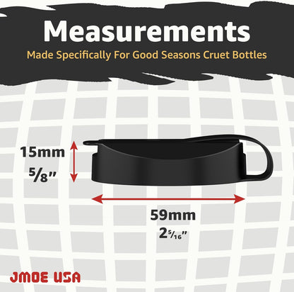 Jmoe USA Replacement Lids For Good Seasons Salad Dressing Cruet Glasses | Food-Grade Plastic | Tight Fit & Closeable Cap | 2-Pack