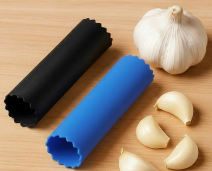 Garlic Peeler Set – 2 Pack Silicone Tube Rollers (Blue & Black) | Quickly Peel Garlic Cloves Without Mess | Food-Grade, Odor-Free, Dishwasher Safe Kitchen Tool