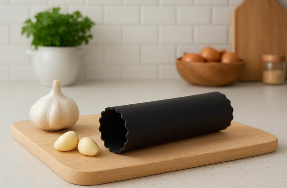 Garlic Peeler Set – 2 Pack Silicone Tube Rollers (Blue & Black) | Quickly Peel Garlic Cloves Without Mess | Food-Grade, Odor-Free, Dishwasher Safe Kitchen Tool