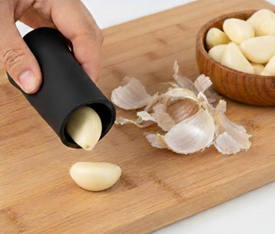 Garlic Peeler Set – 2 Pack Silicone Tube Rollers (Blue & Black) | Quickly Peel Garlic Cloves Without Mess | Food-Grade, Odor-Free, Dishwasher Safe Kitchen Tool