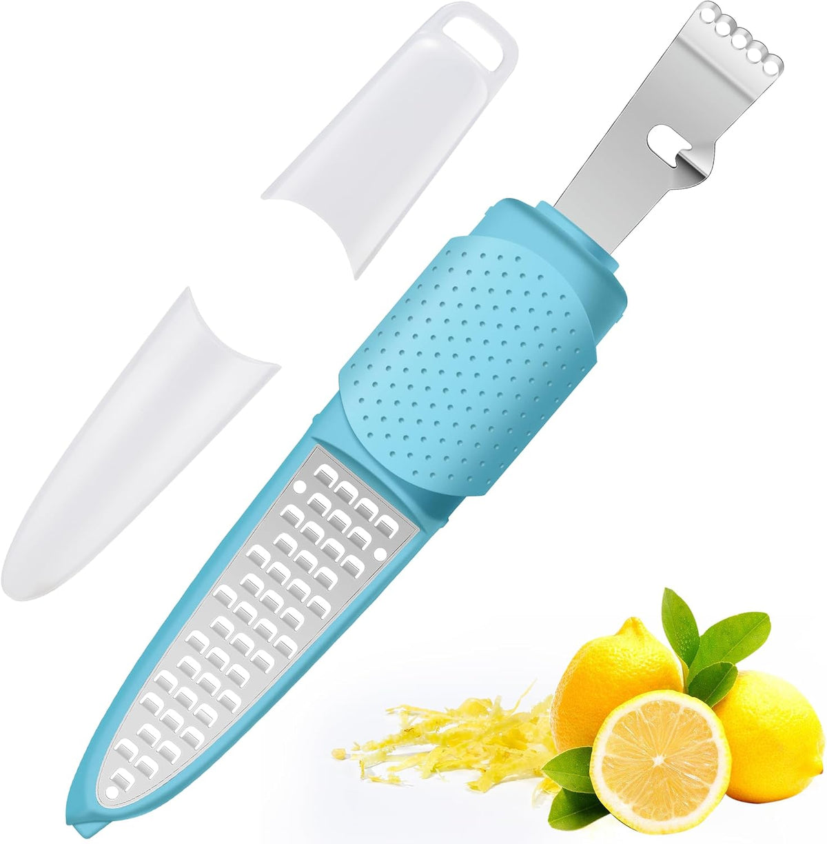 Stainless Steel Citrus Lemon Zester Garlic Grater w/Channel Knife Black