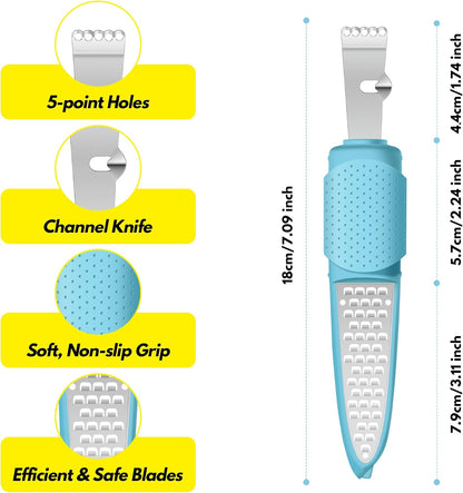 Stainless Steel Citrus Lemon Zester Garlic Grater w/Channel Knife Black