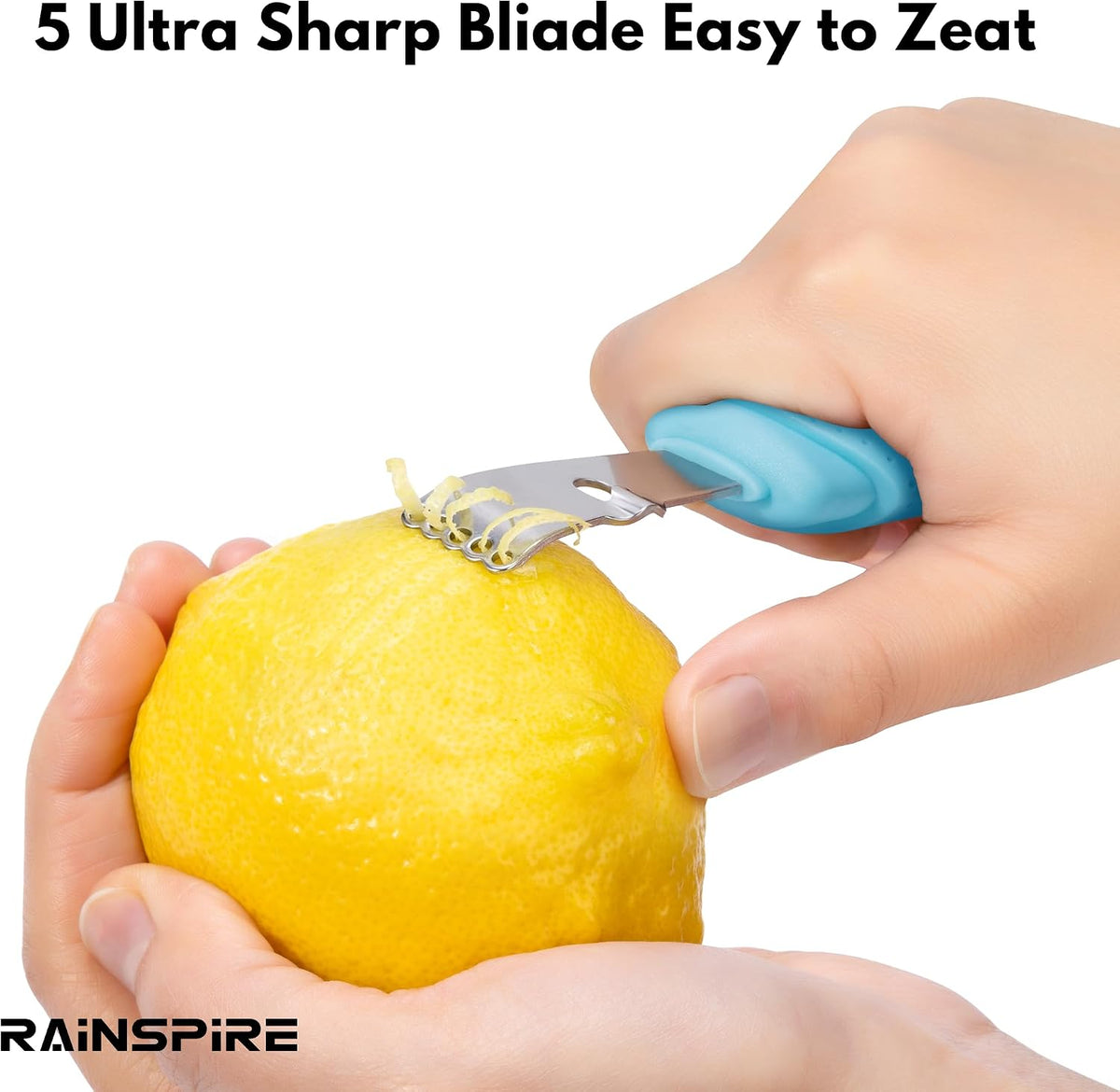 Stainless Steel Citrus Lemon Zester Garlic Grater w/Channel Knife Black