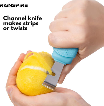 Stainless Steel Citrus Lemon Zester Garlic Grater w/Channel Knife Black