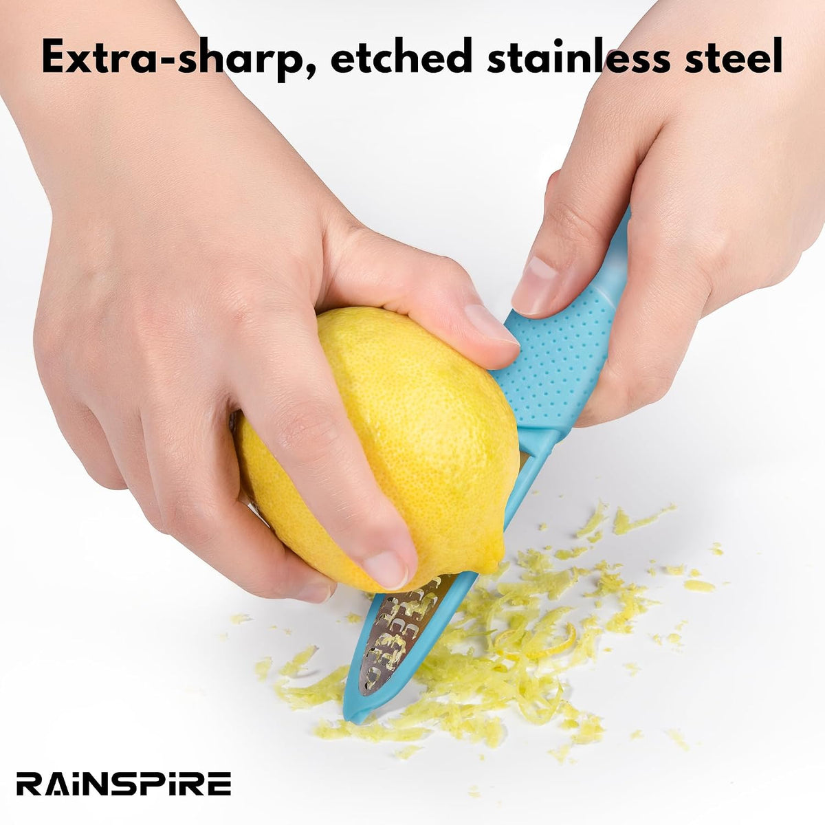 Stainless Steel Citrus Lemon Zester Garlic Grater w/Channel Knife Black