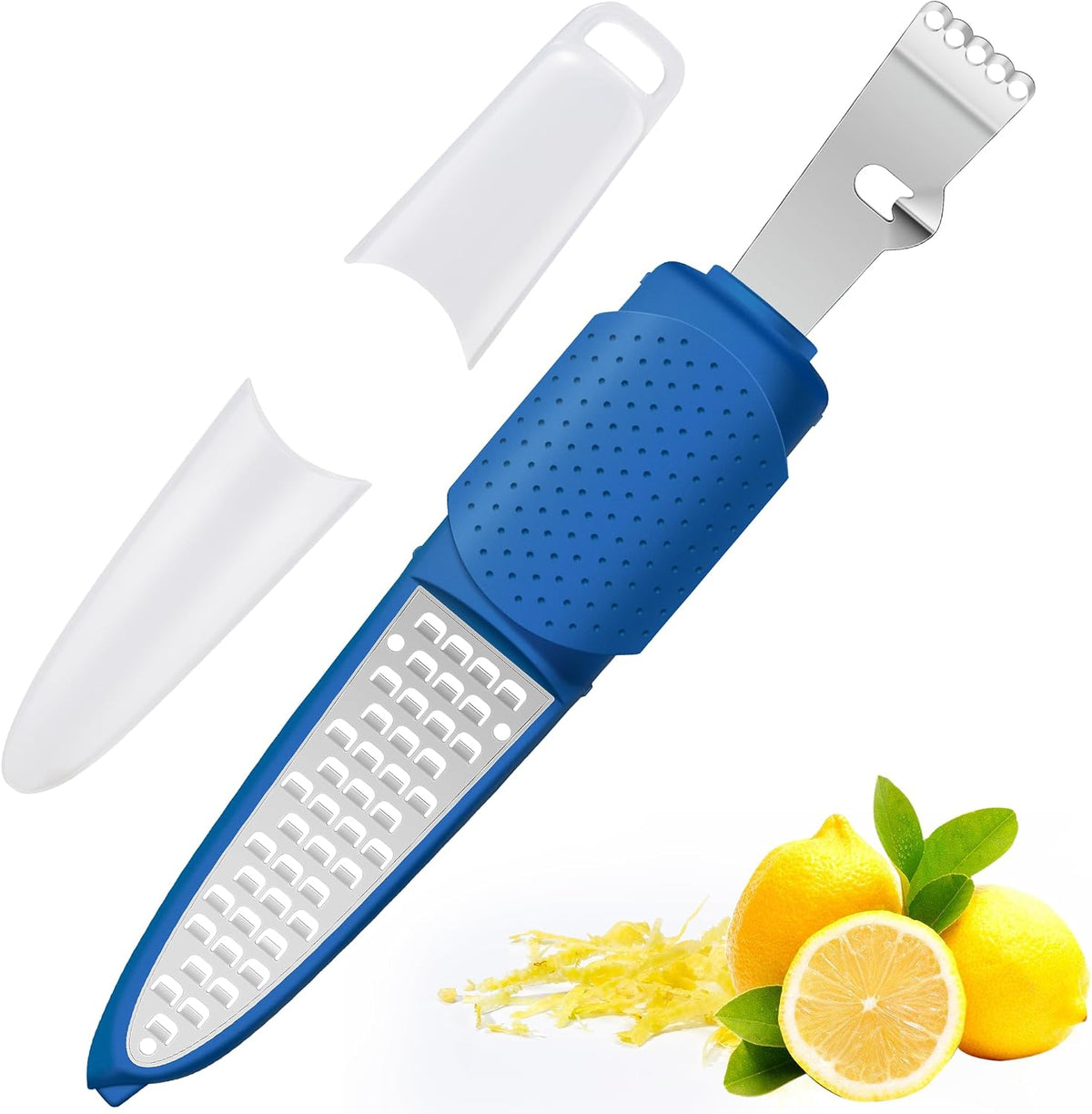 Stainless Steel Citrus Lemon Zester Garlic Grater w/Channel Knife Black