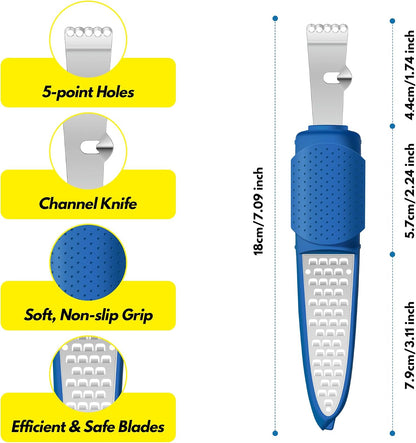 Stainless Steel Citrus Lemon Zester Garlic Grater w/Channel Knife Black