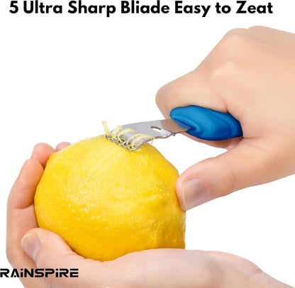 Stainless Steel Citrus Lemon Zester Garlic Grater w/Channel Knife Black
