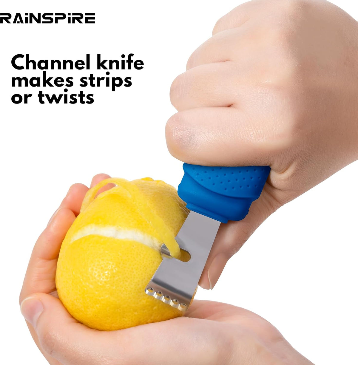 Stainless Steel Citrus Lemon Zester Garlic Grater w/Channel Knife Black