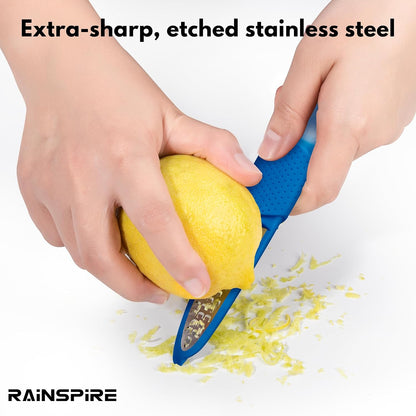 Stainless Steel Citrus Lemon Zester Garlic Grater w/Channel Knife Black